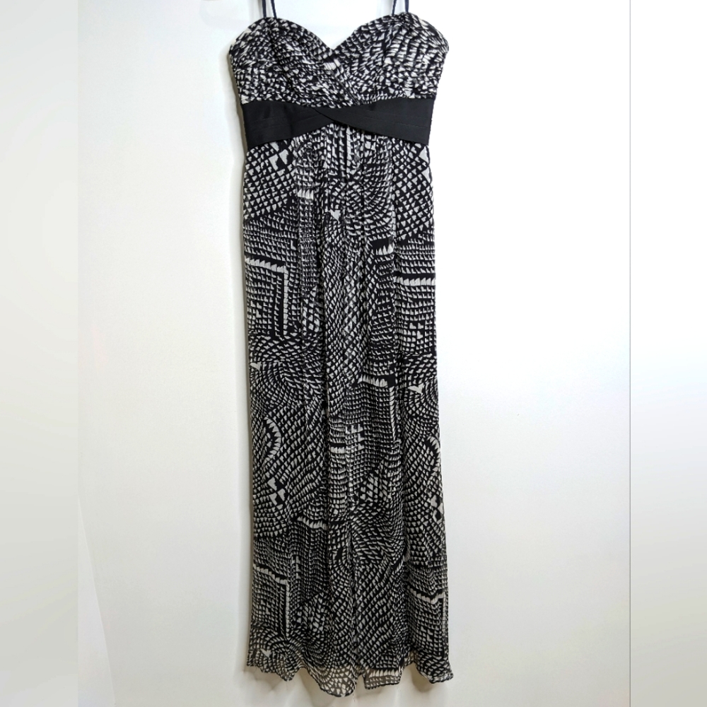 BCBG Long Strapless Cocktail Dress